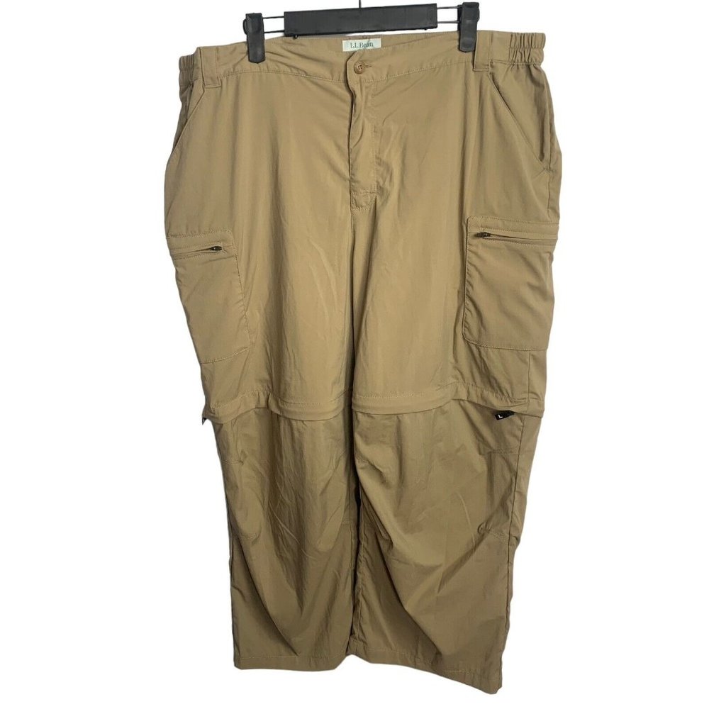 LL Bean Pants Mens XL Reg Outdoor Nylon Convertible Beige Tan Lightweight Hiking - Picture 1 of 6